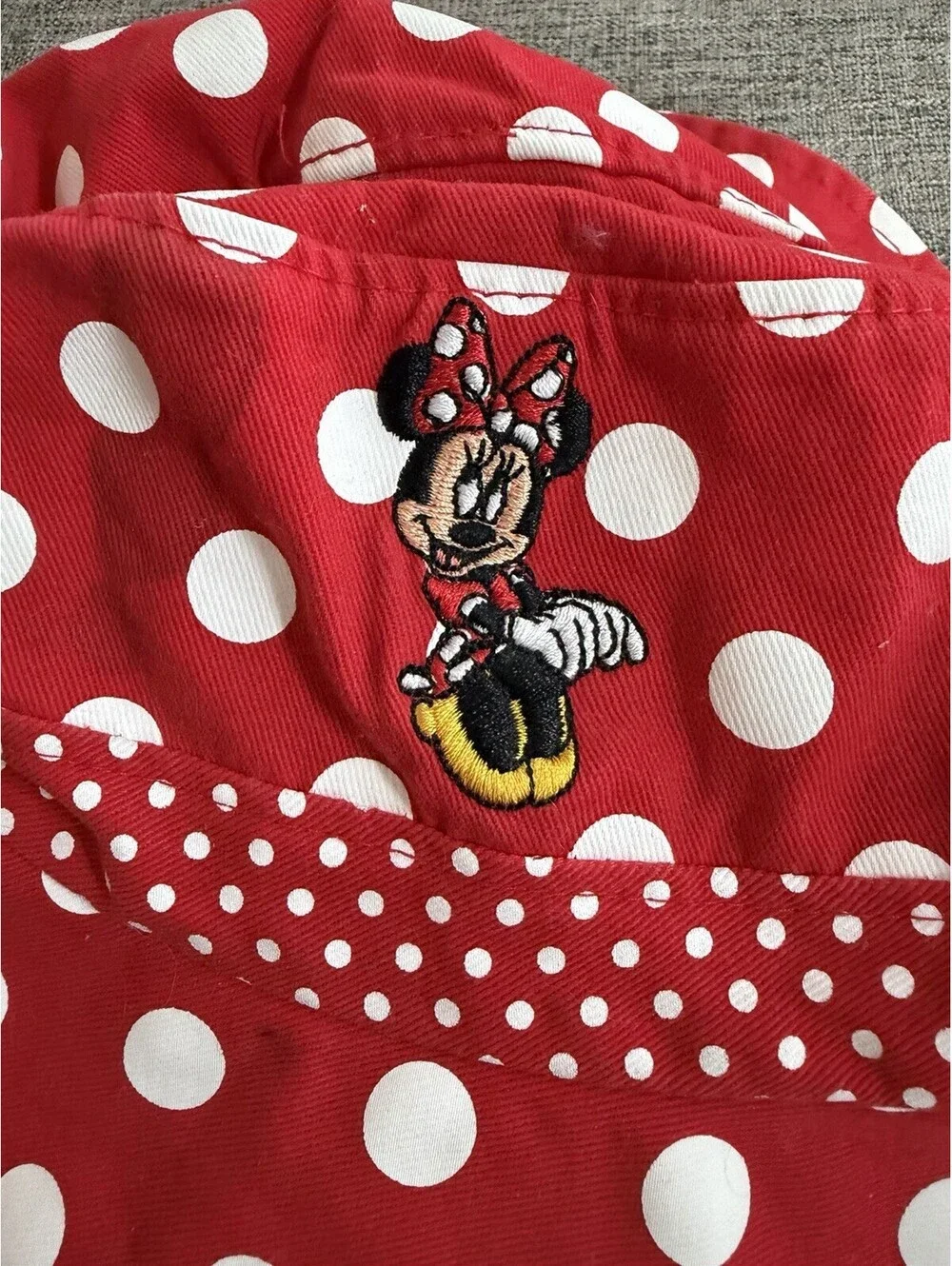 Disneyland Resort Minnie Mouse Bucket Hat Red Polka Dot Bow Youth Cotton